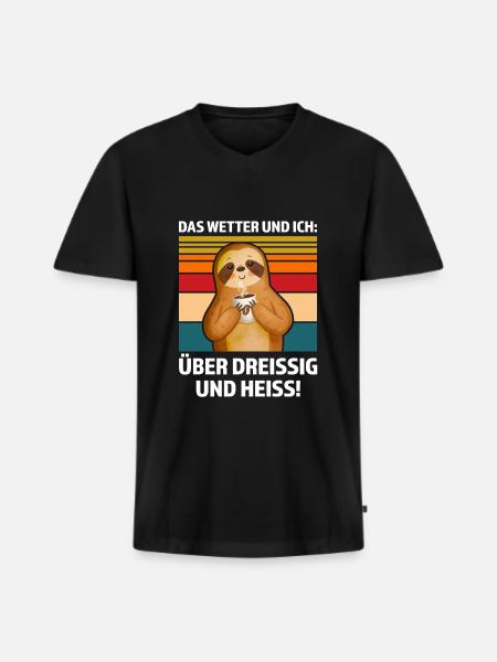 Faultier Sarkasmus Sarkastischer Spruch Geschenk - Männer Premium Bio T-Shirt mit V-Ausschnitt - Schwarz