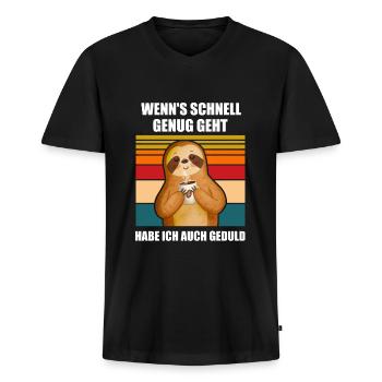 Faultier Sarkasmus Schwarzer Humor Geschenk - Männer Premium Bio T-Shirt mit V-Ausschnitt - Schwarz - Vorne - Nico (187cm)