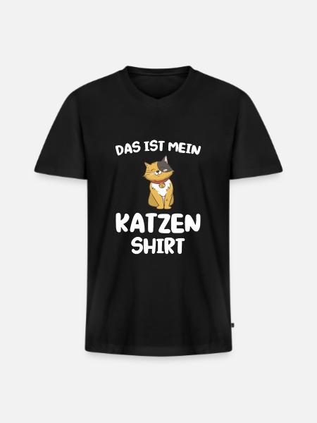 Katze Tier Katzen Geschenk - Männer Premium Bio T-Shirt mit V-Ausschnitt - Schwarz