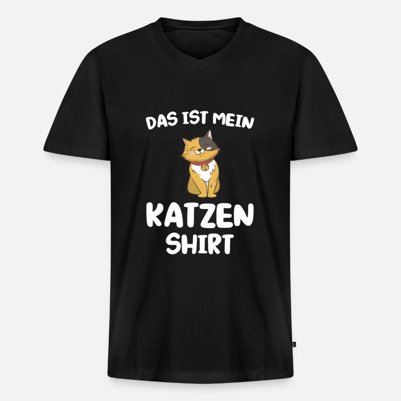 Katze Tier Katzen Geschenk - Männer Premium Bio T-Shirt mit V-Ausschnitt - Schwarz