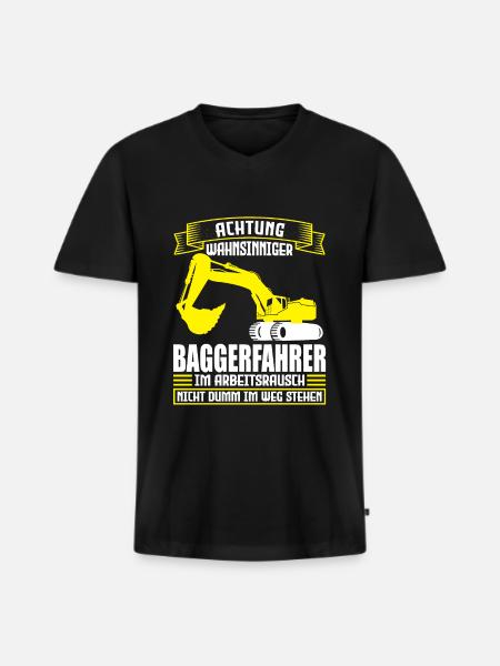 Baggerfahrer Job Bagger Geschenk - Männer Premium Bio T-Shirt mit V-Ausschnitt - Schwarz