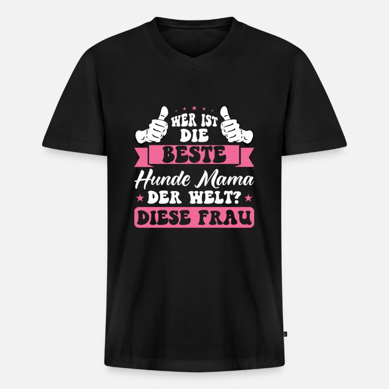 Hunde Mama Hund Geschenk - Männer Premium Bio T-Shirt mit V-Ausschnitt - Schwarz
