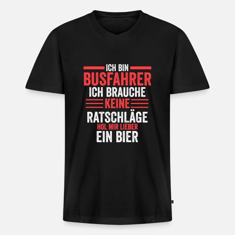 Busfahrer Bier Schulbus Geschenk - Männer Premium Bio T-Shirt mit V-Ausschnitt - Schwarz