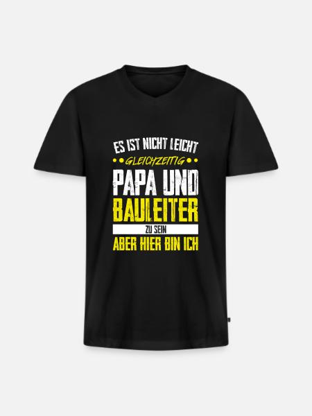 Bauleiter Papa Baustellenleiter Geschenk - Männer Premium Bio T-Shirt mit V-Ausschnitt - Schwarz