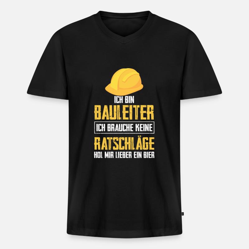 Bauleiter Bier Bauarbeiter Geschenk - Männer Premium Bio T-Shirt mit V-Ausschnitt - Schwarz