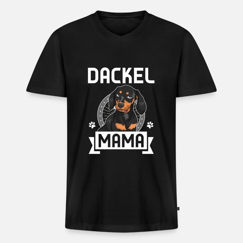 Dackel Mama Dackel Mama Geschenk - Männer Premium Bio T-Shirt mit V-Ausschnitt - Schwarz