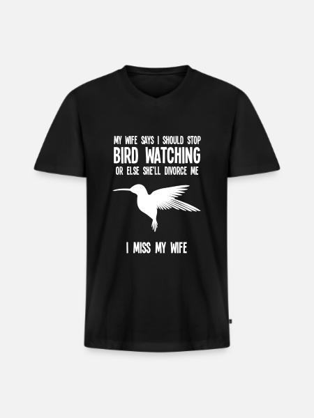 Vögel beobachten Vogelgeschenk - Männer Premium Bio T-Shirt mit V-Ausschnitt - Schwarz