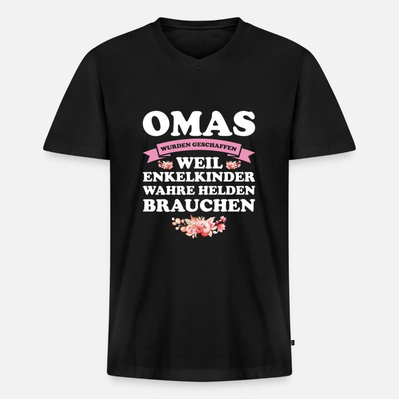 Oma Großmutter Omas Geschenk - Männer Premium Bio T-Shirt mit V-Ausschnitt - Schwarz
