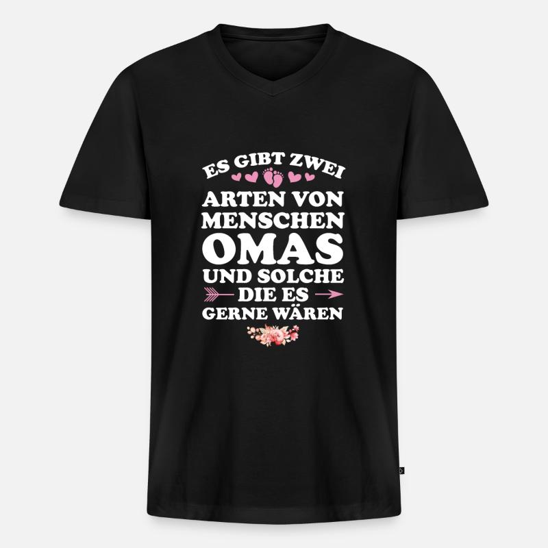 Oma Großmutter Großmütter Geschenk - Männer Premium Bio T-Shirt mit V-Ausschnitt - Schwarz
