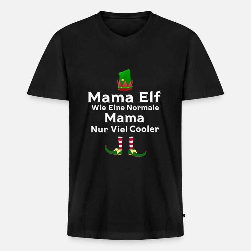 Mutter Elfe Mama Elf Geschenk - Männer Premium Bio T-Shirt mit V-Ausschnitt - Schwarz