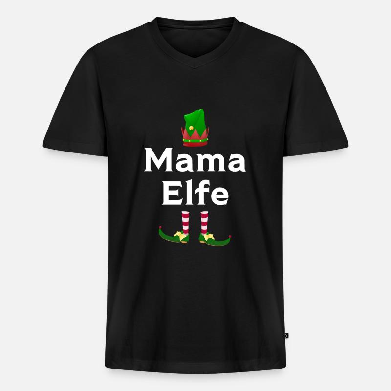 Mutter Elfe Mamas Geschenk - Männer Premium Bio T-Shirt mit V-Ausschnitt - Schwarz