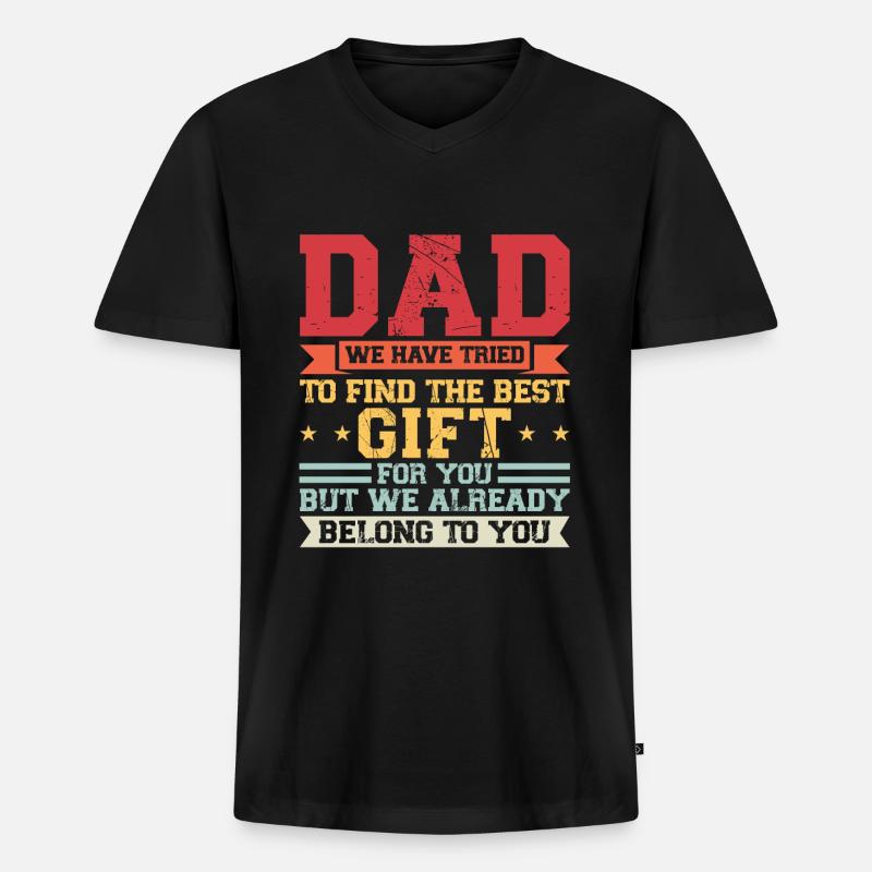 father Papa Dad daddy Geschenk - Männer Premium Bio T-Shirt mit V-Ausschnitt - Schwarz