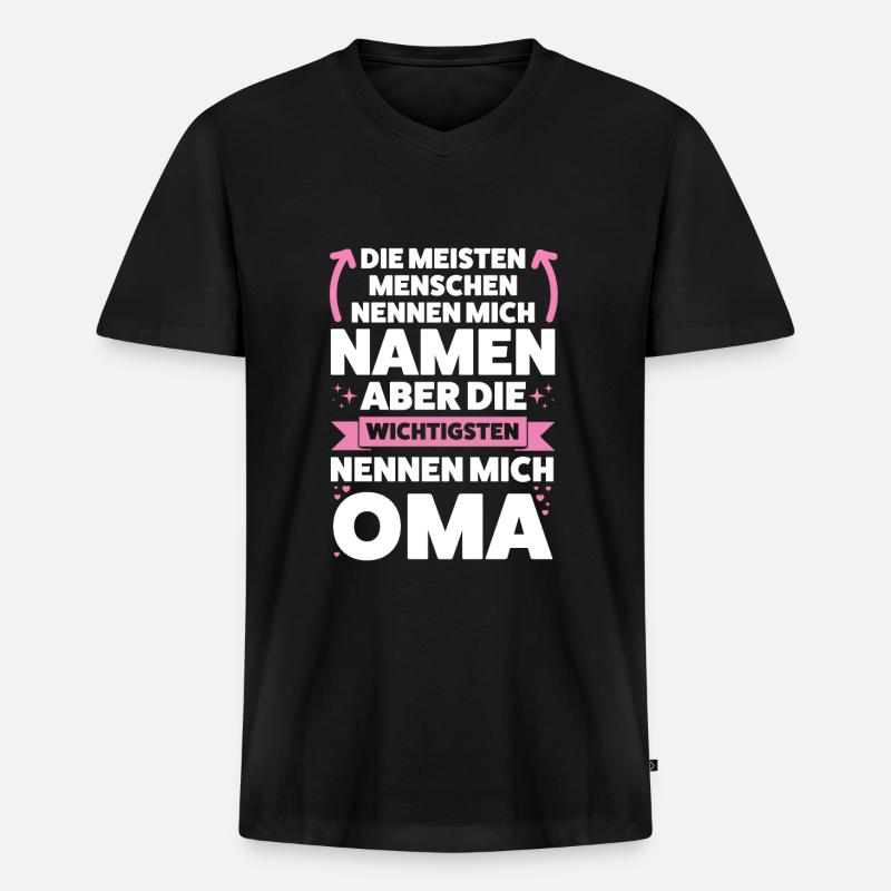 Oma Großmutter Omi Geschenk - Männer Premium Bio T-Shirt mit V-Ausschnitt - Schwarz