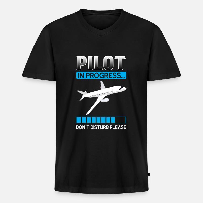 Pilot Pilot Flugzeug Geschenk - Männer Premium Bio T-Shirt mit V-Ausschnitt - Schwarz