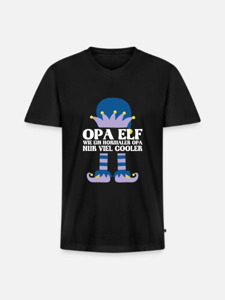 Opa Elf Opas Geschenk - Männer Premium Bio T-Shirt mit V-Ausschnitt - Schwarz