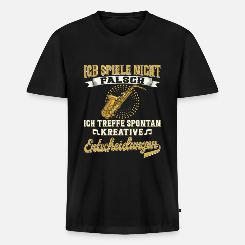 Saxophon. - Männer Premium Bio T-Shirt mit V-Ausschnitt - Schwarz