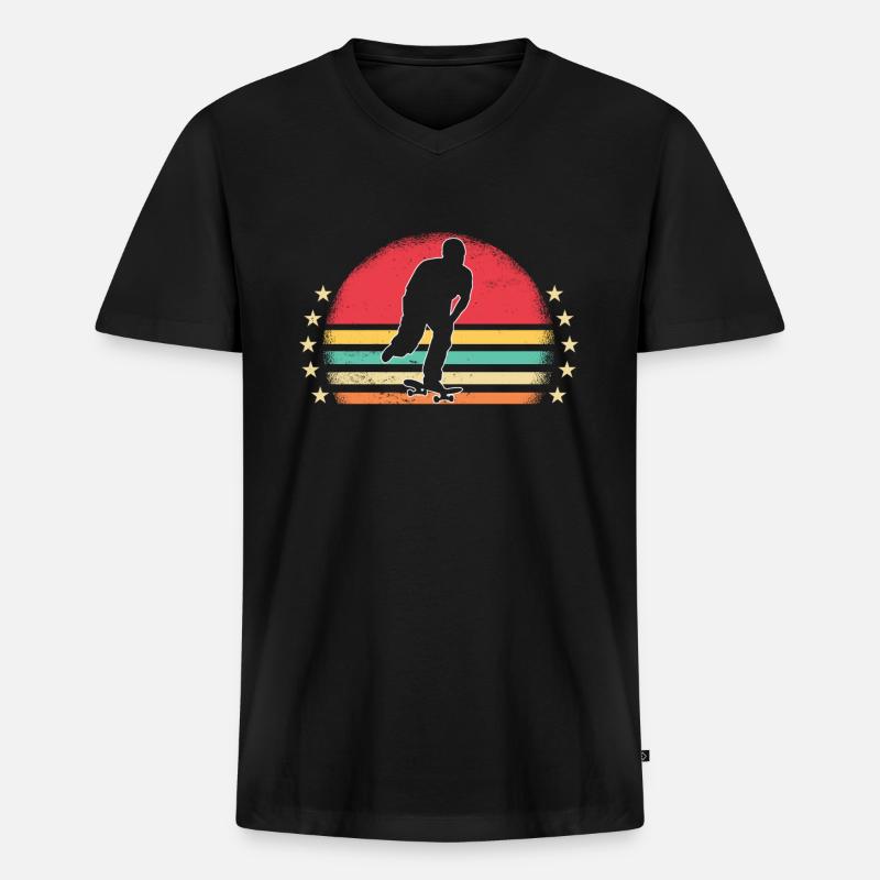 Skaters Skate Skateboarding Skateboard - Männer Premium Bio T-Shirt mit V-Ausschnitt - Schwarz