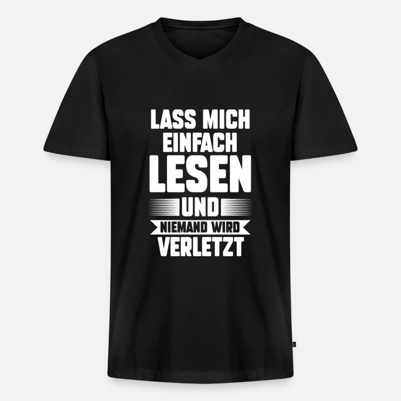 Lesen Bücher Buch Geschenk - Männer Premium Bio T-Shirt mit V-Ausschnitt - Schwarz