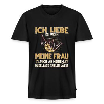 Dudelsack Musikverein Sackpfeifer Musiker - Männer Premium Bio T-Shirt mit V-Ausschnitt - Schwarz - Vorne - Nico (187cm)