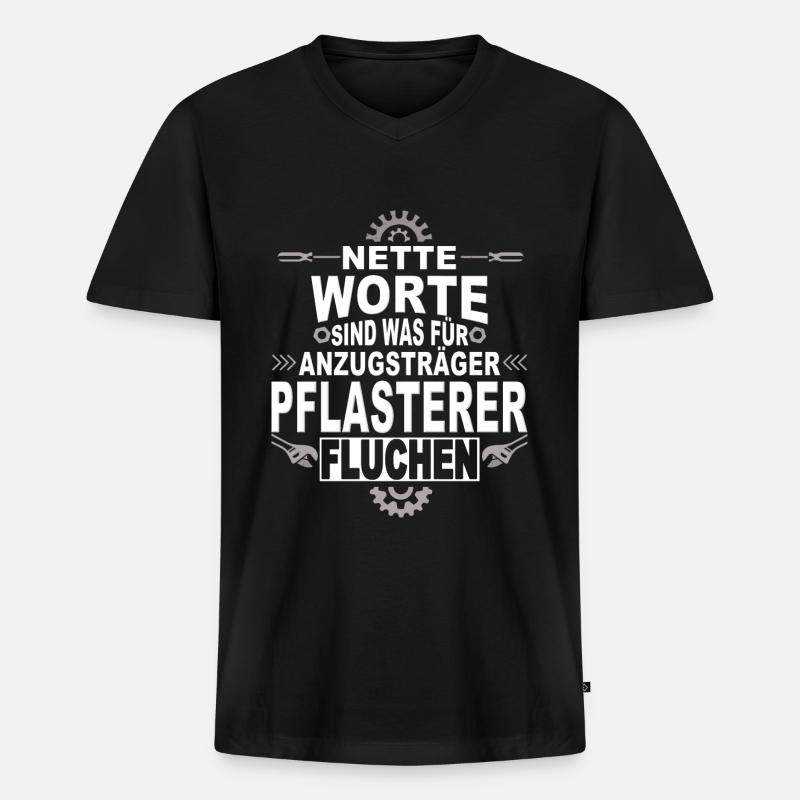 Bauarbeiter Pflasterer - Männer Premium Bio T-Shirt mit V-Ausschnitt - Schwarz