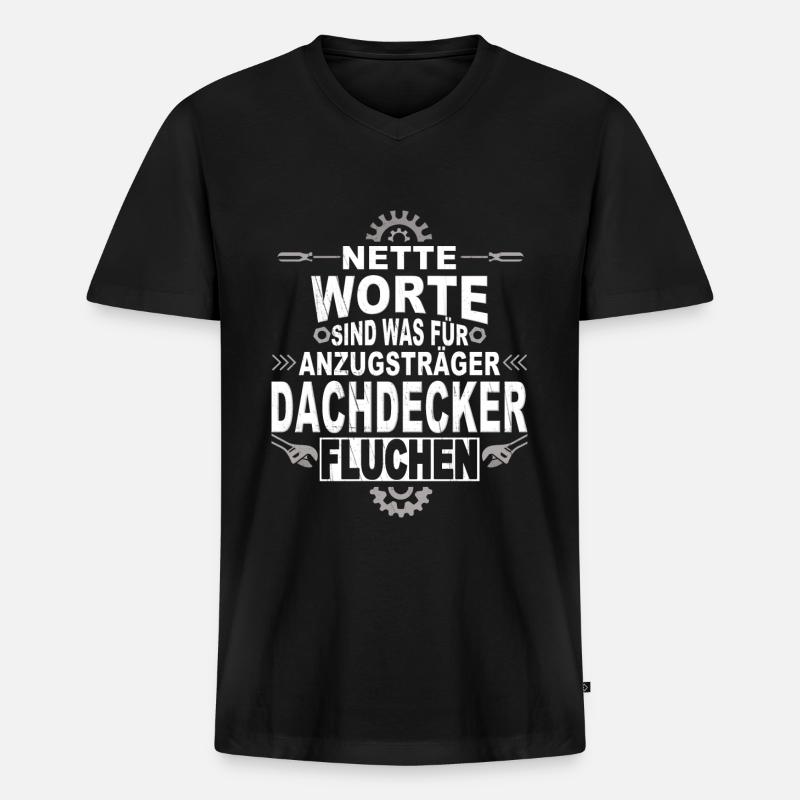 Dachdecker Handwerker Spengler - Männer Premium Bio T-Shirt mit V-Ausschnitt - Schwarz
