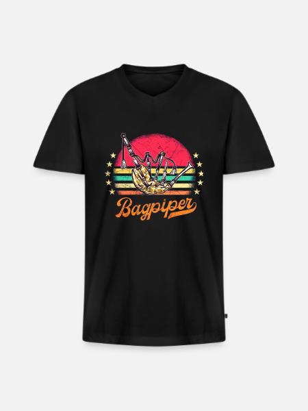 Bagpipes Kilt Scottish Beat Bagpipers - Men's Premium Organic T-shirt with V-neck - black