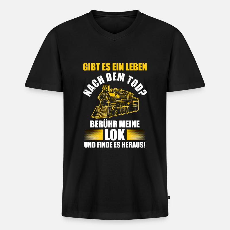 Modelleisenbahn Bahn Modellbauer Geschenk - Männer Premium Bio T-Shirt mit V-Ausschnitt - Schwarz