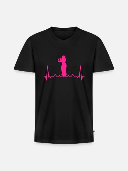 Flute player Flute player - Men's Premium Organic T-shirt with V-neck - black