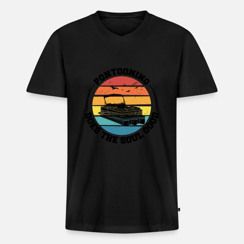 Ponton Pontonierboot Geschenk - Männer Premium Bio T-Shirt mit V-Ausschnitt - Schwarz