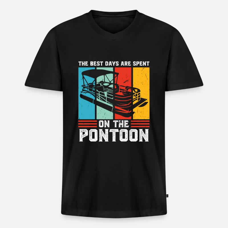 Ponton Pontonierboot Geschenk - Männer Premium Bio T-Shirt mit V-Ausschnitt - Schwarz