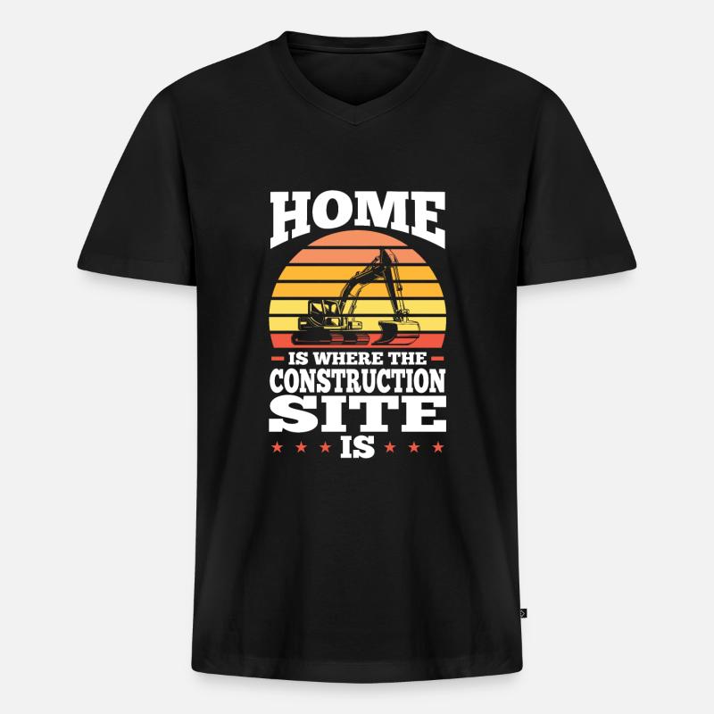 Baustelle Bauherr Geschenk - Männer Premium Bio T-Shirt mit V-Ausschnitt - Schwarz