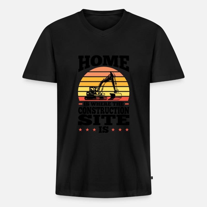 Baustelle Bauherr Geschenk - Männer Premium Bio T-Shirt mit V-Ausschnitt - Schwarz