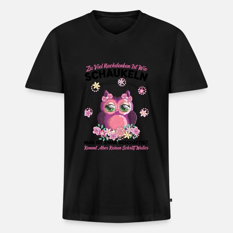 Eule Vogel Eulen Geschenk - Männer Premium Bio T-Shirt mit V-Ausschnitt - Schwarz
