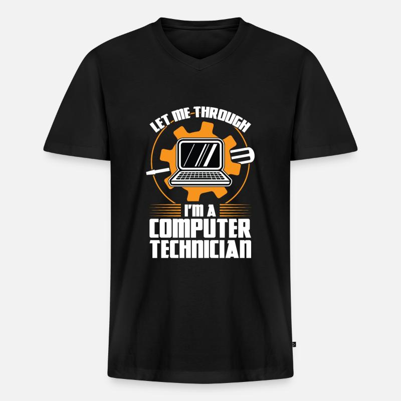 Technischer Support Computertechniker Technischer - Männer Premium Bio T-Shirt mit V-Ausschnitt - Schwarz