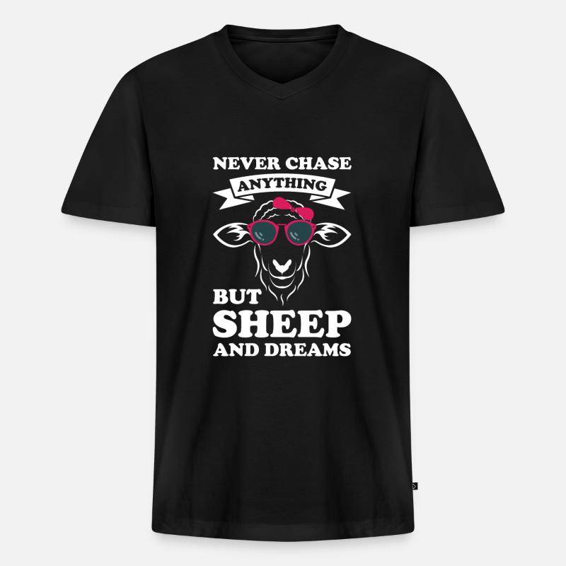 Schafe Schafhalter Geschenk - Männer Premium Bio T-Shirt mit V-Ausschnitt - Schwarz