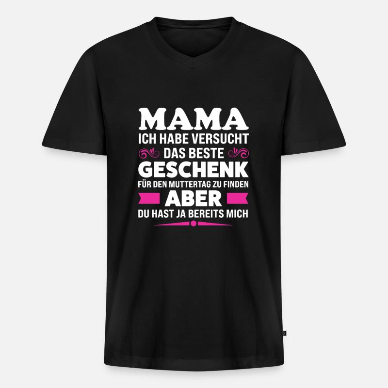 Mutter Familie Mama Geschenk - Männer Premium Bio T-Shirt mit V-Ausschnitt - Schwarz