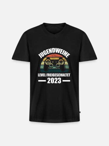 Jugendweihe Party Geschenk - Männer Premium Bio T-Shirt mit V-Ausschnitt - Schwarz