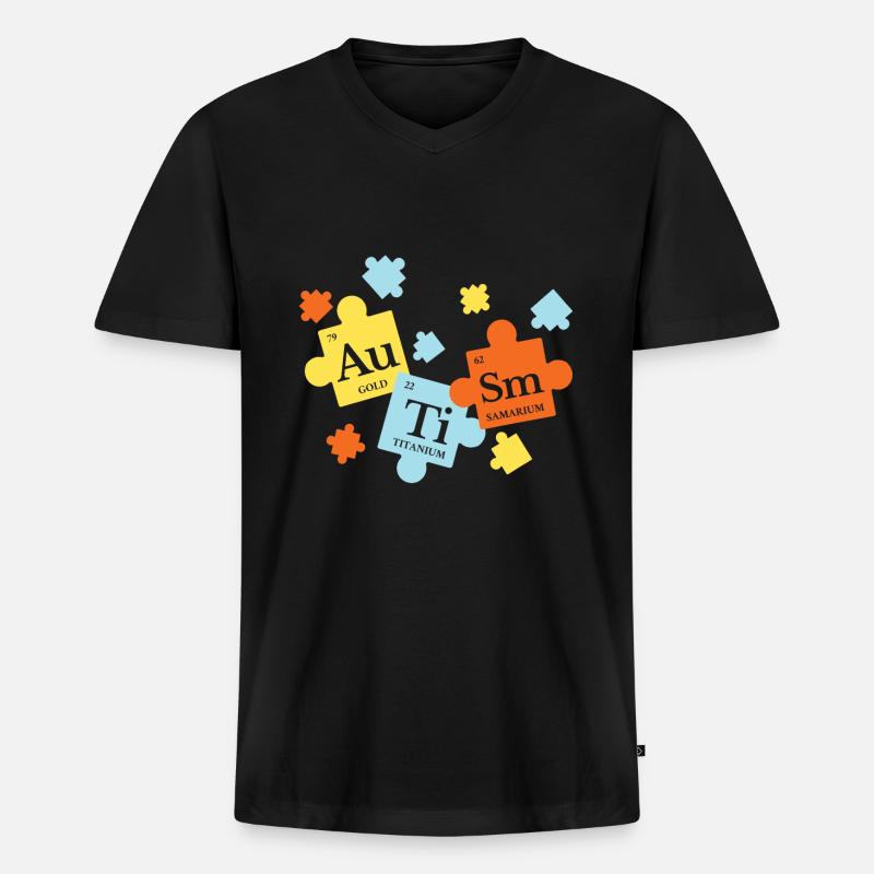 Periodensystem Elemente Puzzle Autismus Bewusstsein - Männer Premium Bio T-Shirt mit V-Ausschnitt - Schwarz