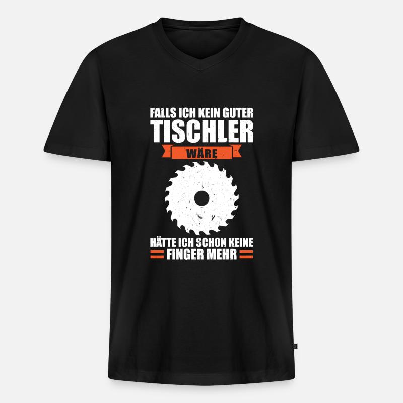 Tischler Beruf Tischlerei Geschenk - Männer Premium Bio T-Shirt mit V-Ausschnitt - Schwarz