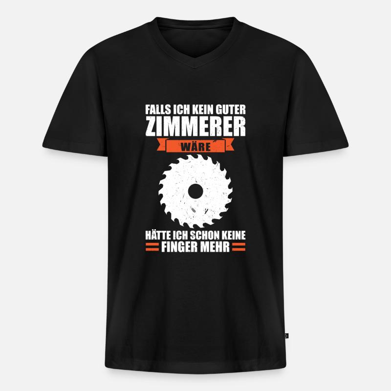 Zimmermann Beruf Zimmerer Geschenk - Männer Premium Bio T-Shirt mit V-Ausschnitt - Schwarz