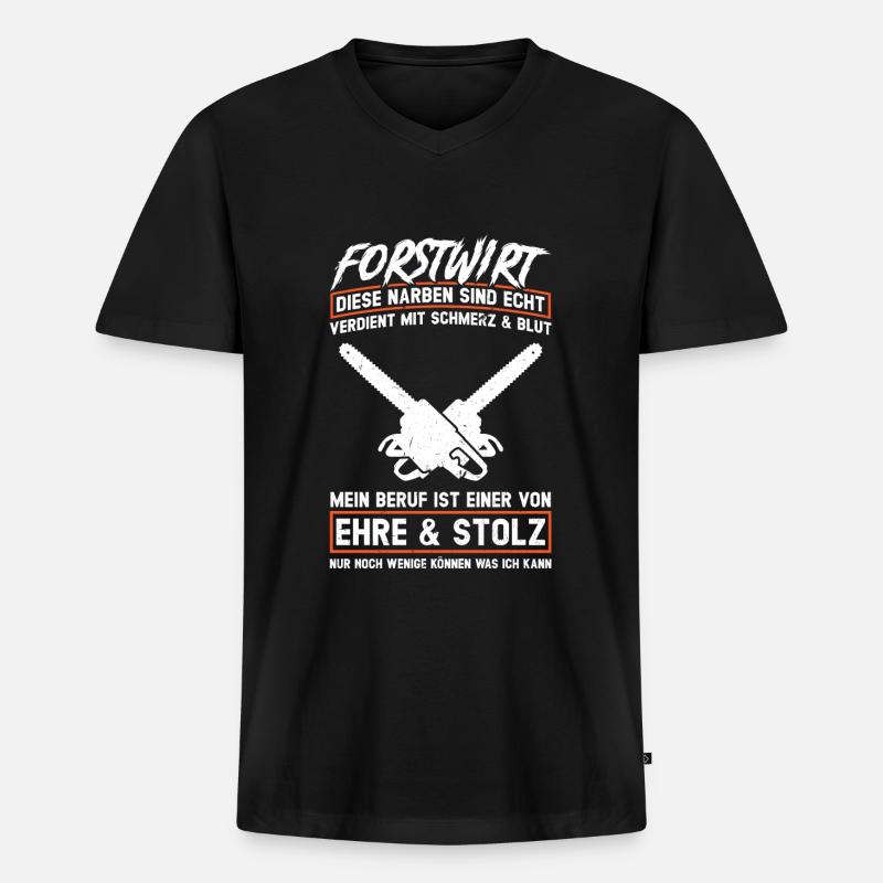 Forstwirt Beruf Waldarbeiter Geschenk - Männer Premium Bio T-Shirt mit V-Ausschnitt - Schwarz