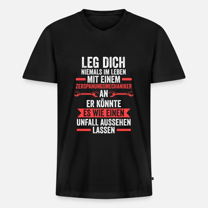 Zerspaner Beruf Dreher Geschenk - Männer Premium Bio T-Shirt mit V-Ausschnitt - Schwarz