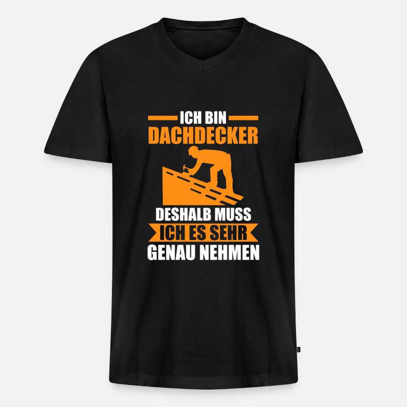 Dachdecker Beruf Handwerker Geschenk - Männer Premium Bio T-Shirt mit V-Ausschnitt - Schwarz