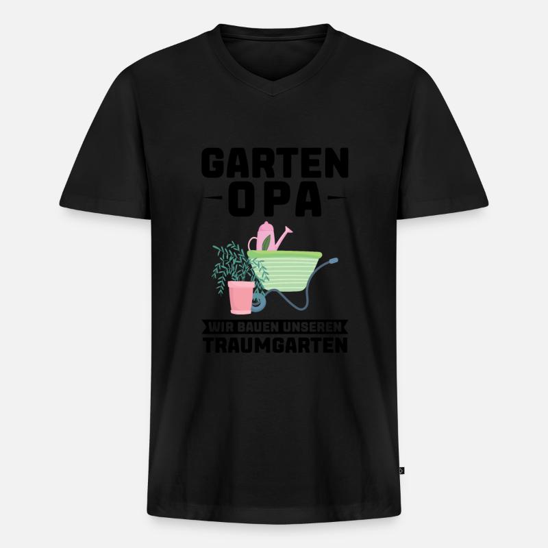 Garten Opa Großvater Geschenk - Männer Premium Bio T-Shirt mit V-Ausschnitt - Schwarz