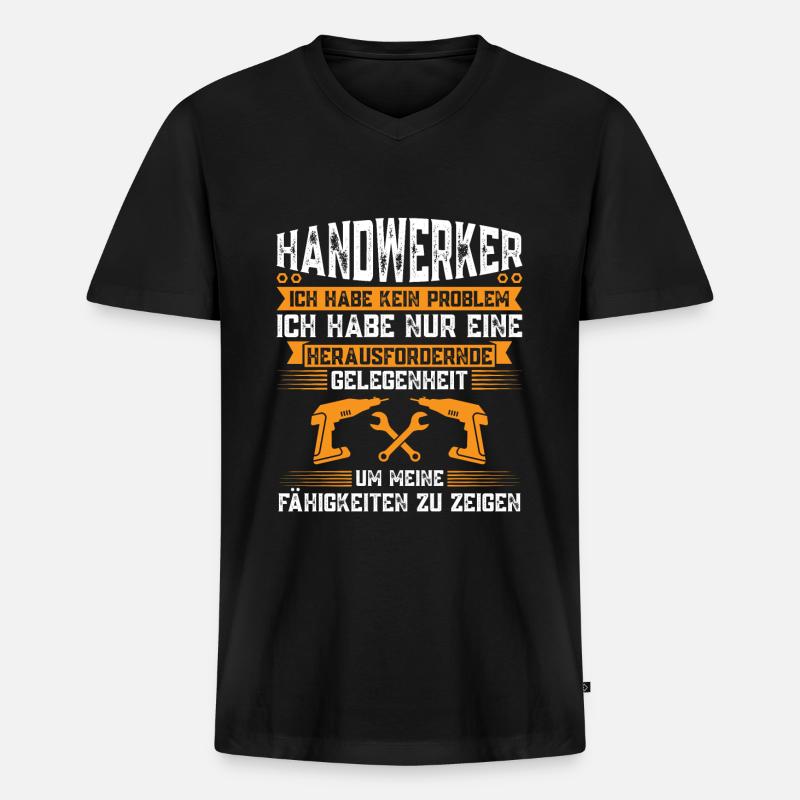 Handwerker Beruf Heimwerker Geschenk - Männer Premium Bio T-Shirt mit V-Ausschnitt - Schwarz