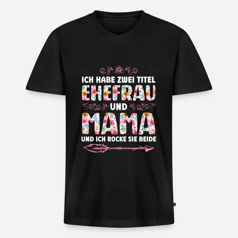 Mutter Mama Tochter Geschenk - Männer Premium Bio T-Shirt mit V-Ausschnitt - Schwarz