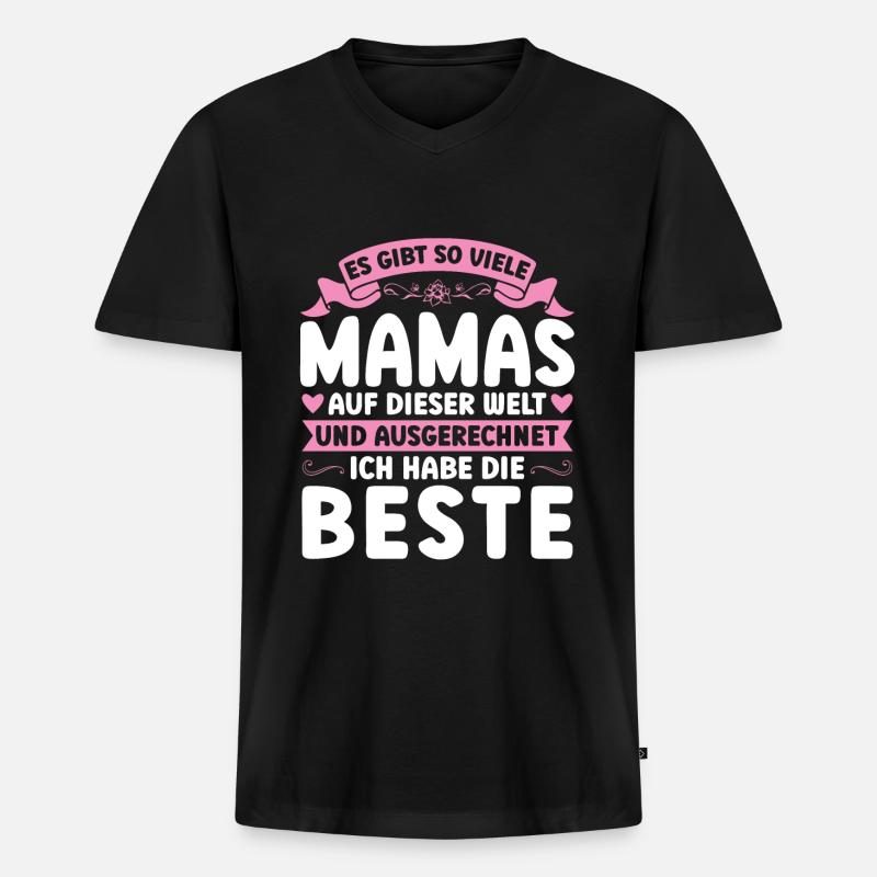 Mutter Mama Tochter Geschenk - Männer Premium Bio T-Shirt mit V-Ausschnitt - Schwarz