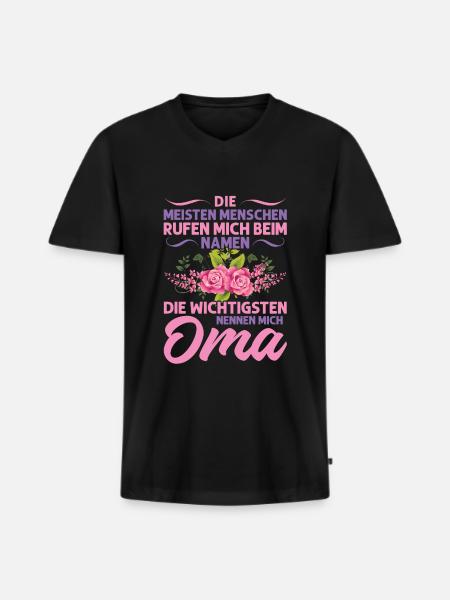 Grossmutter Oma Omas Geschenk - Männer Premium Bio T-Shirt mit V-Ausschnitt - Schwarz