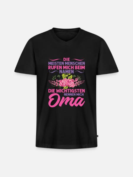 Grossmutter Oma Omas Geschenk - Männer Premium Bio T-Shirt mit V-Ausschnitt - Schwarz