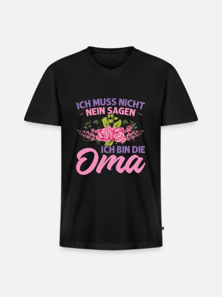 Grossmutter Oma Omas Geschenk - Männer Premium Bio T-Shirt mit V-Ausschnitt - Schwarz